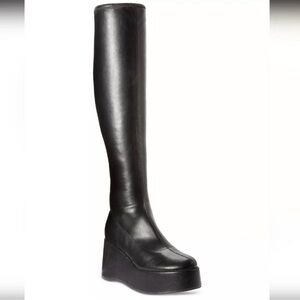 Over the Knee Black Platform Faux Leather boots. Size 9
